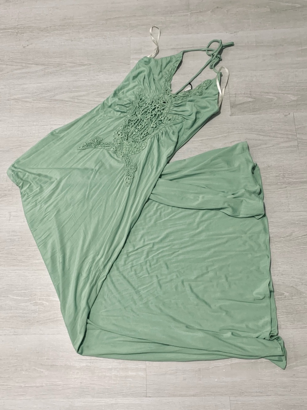 Sky Brand Gozma Crochet Maxi Dress Moss Green/Sage Small NWT - Picture 4 of 14
